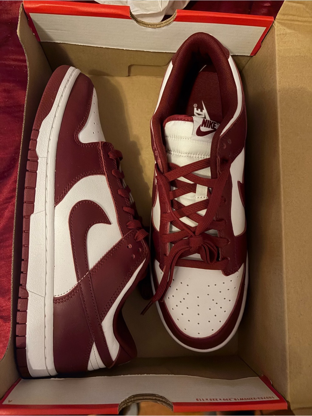 Nike Dunk Low — Maroon & White Leather